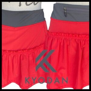 Kyodan Red/Grey Ruffle Pull On Active Tennis Fitness Pickleball Skort (M)